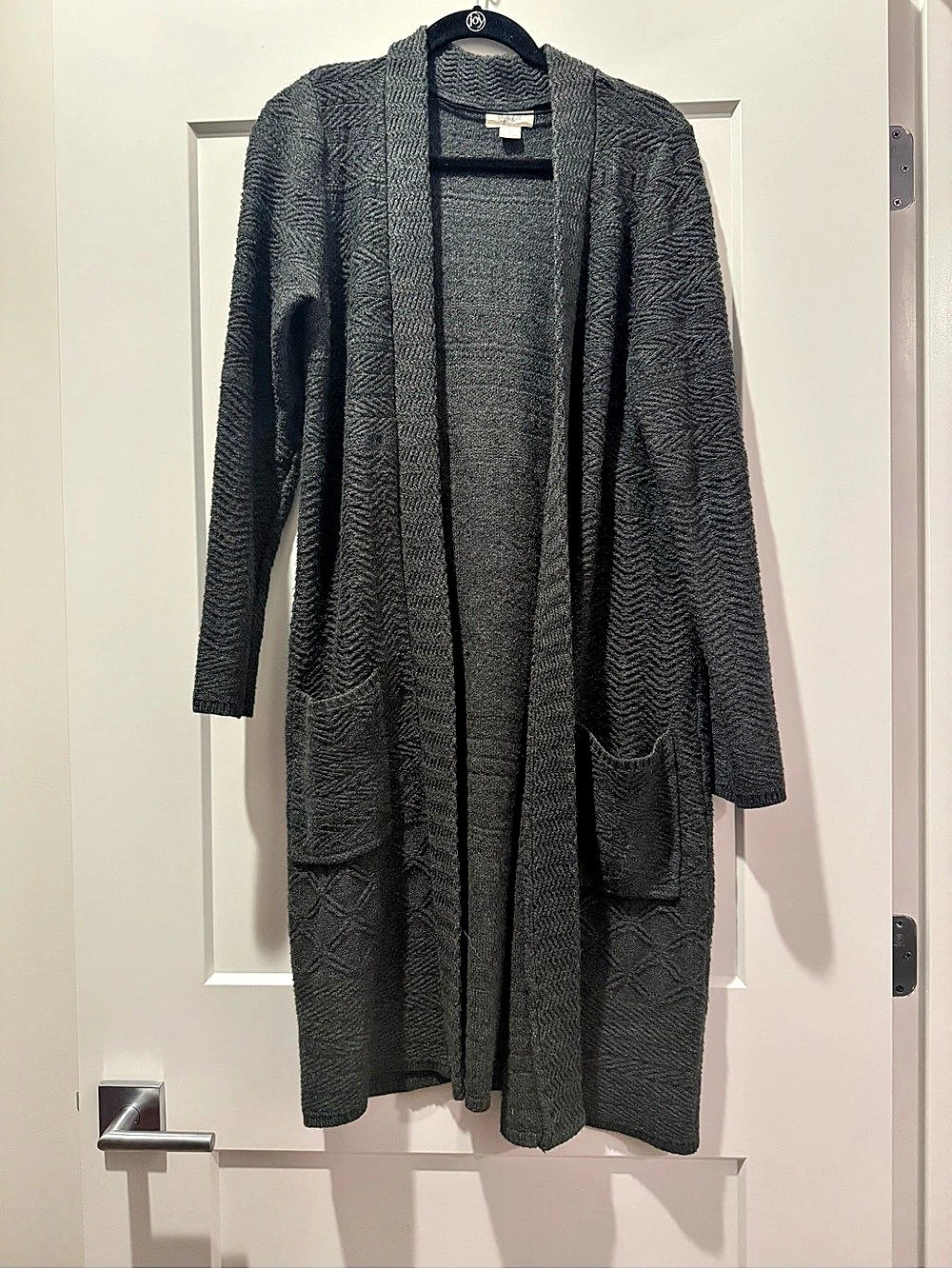 Style & Co Longline Open Front Cardigan in Gray